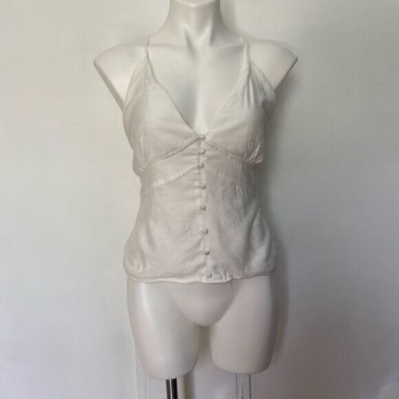 Lottie Moss white Button Front structured fitted tank top - Picture 7 of 7